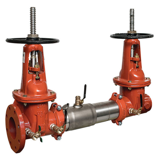 Watts 4" 757 Double Check Valve Assembly Backflow Preventer, OSY Shutoff Valves, Flanged Inlet x Grooved Outlet