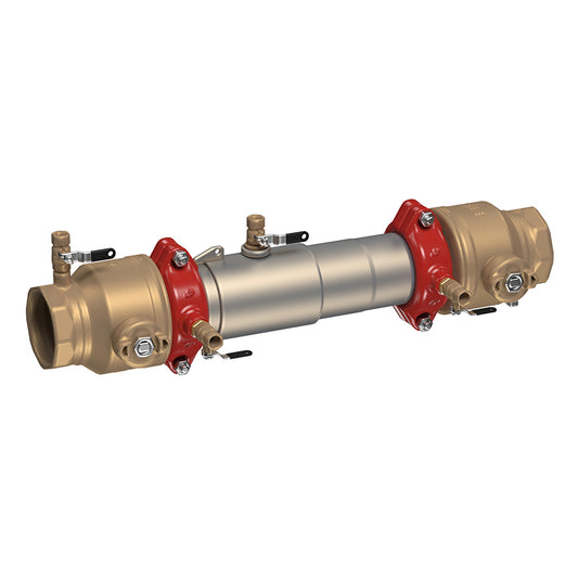 Watts 4" 757 Double Check Valve Assembly Backflow Preventer, Quarter Turn Ball Valve Shutoffs, N Pattern