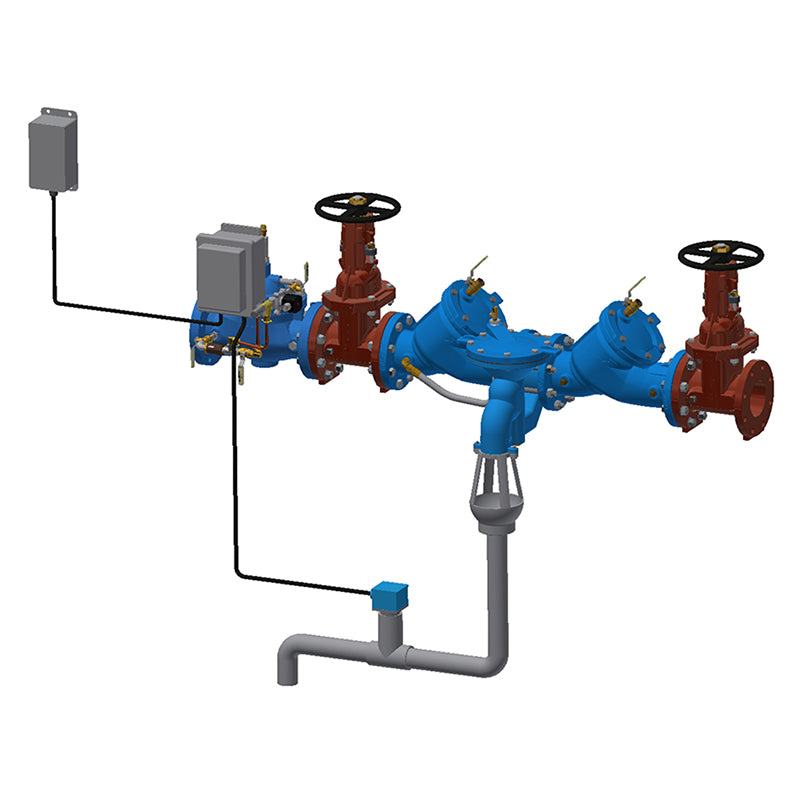 Watts 8" 909 Cast Iron Reduced Pressure Zone Backflow Preventer Assy, OSY Shutoff, with SentryPlus Alert Flood Detection Technology, ArmorTek Coating