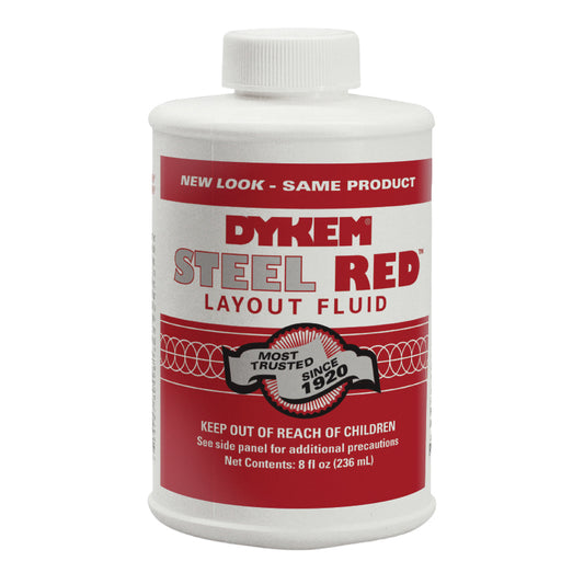 Dykem Steel Red™ Layout Fluid, 8 oz Brush-in-Cap, 12/Case