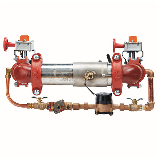 Watts 4" 757DCDA Double Check Detector Assembly Backflow Preventer, UL/FM Butterfly Valve Shutoffs, Gallons/Minute Meter, N Pattern