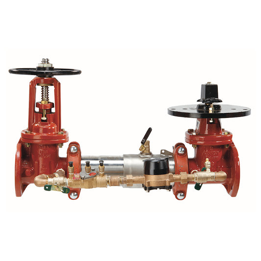 Watts 4" 757DCDA Double Check Detector Assembly Backflow Preventer, Post Indicator Valve x OSY Shutoff Valve, Gallons/Minute Meter
