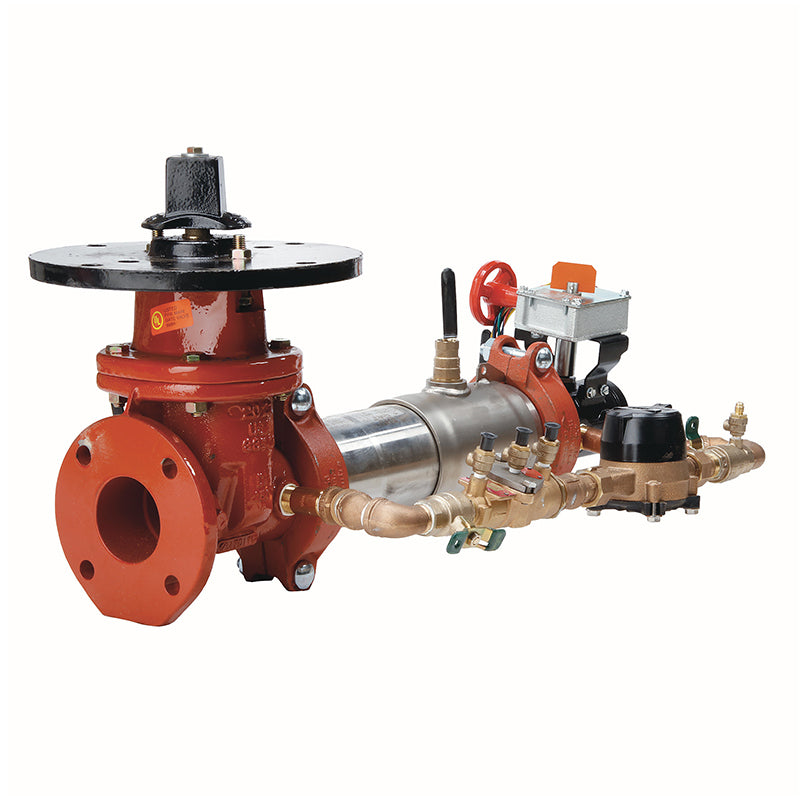 Watts 6" 757DCDA Double Check Detector Assembly Backflow Preventer, UL/FM Butterfly Valve Shutoffs x Post Indicator Valve, Gallons/Minute Meter
