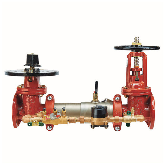 Watts 6" 757DCDA Double Check Detector Assembly Backflow Preventer, OSY Shutoff Valve x Post Indicator Valve, Gallons/Minute Meter