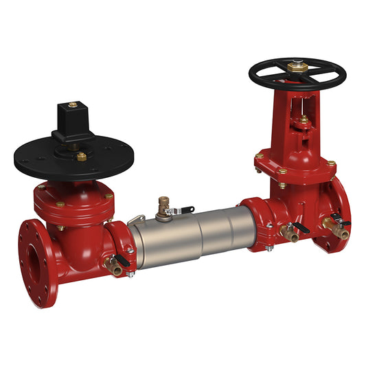 Watts 4" 757 Double Check Valve Assembly Backflow Preventer, Post Indicator Valve x OSY Shutoff Valves