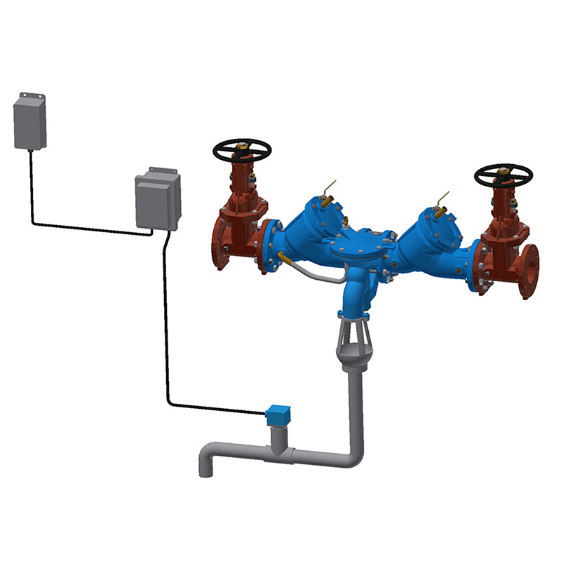 Watts 6" 909 Cast Iron Reduced Pressure Zone Backflow Preventer Assy, OSY Shutoff, with SentryPlus Alert Flood Prevention System, Automatic Shutoff ACV, ArmorTek Coating