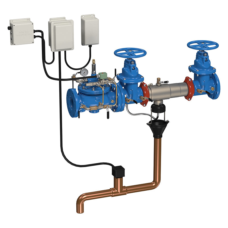 Watts 6" 957 Reduced Pressure Zone Assembly Backflow Preventer, NRS Shutoffs, with SentryPlus Alert Flood Prevention System and Automatic Shutoff ACV