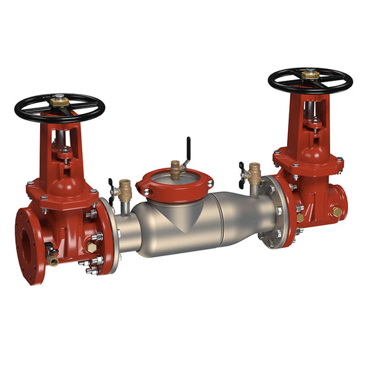 Watts 8" 774 Double Check Valve Assembly Backflow Preventer, OSY Shutoffs, Flanged Inlet x Grooved Outlet, Short Lay Length