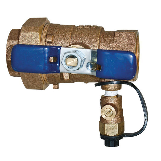 Febco 1 1/4" LF622UFT Full Port Union End Tapped Ball Valve, Lead-Free